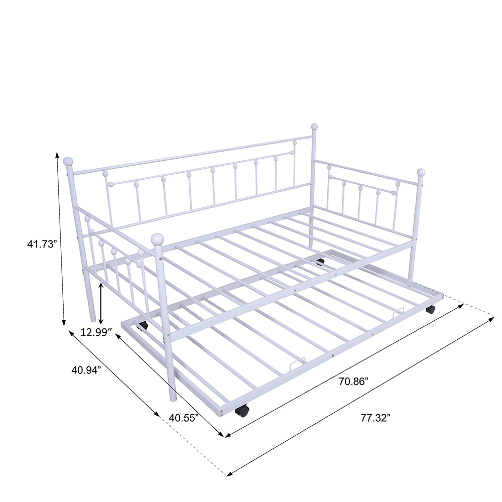 Twin Size Daybed with Trundle Bed, and Metal Slats Support, Space-saving Design, No Box Spring Needed - Gray