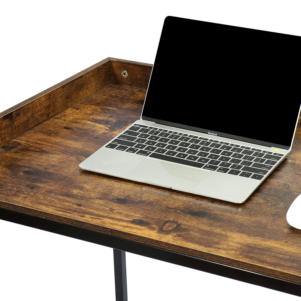 Home Office 42" Computer Desk with Wooden Tabletop and Metal Frame, for Game Room, Office, Study Room - Brown