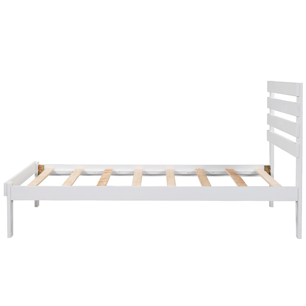 Twin-Size Platform Bed Frame with Headboard and Wooden Slats Support, No Box Spring Needed (Only Frame) - White