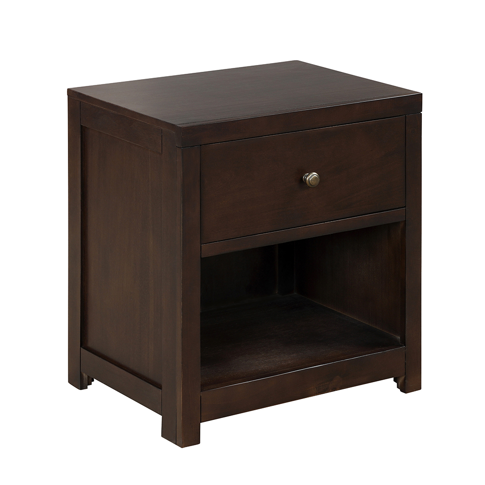 Wooden Nightstand with 1 Storage Drawer and Open Shelf, for Living room, Bedroom, Kitchen, Dining Room - Brown