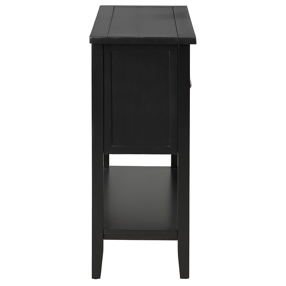 U-STYLE 36" Modern Style Wooden Console Table with 2 Storage Drawers, 1 Cabinet and Bottom Shelf, for Entrance, Hallway, Dining Room, Kitchen - Black