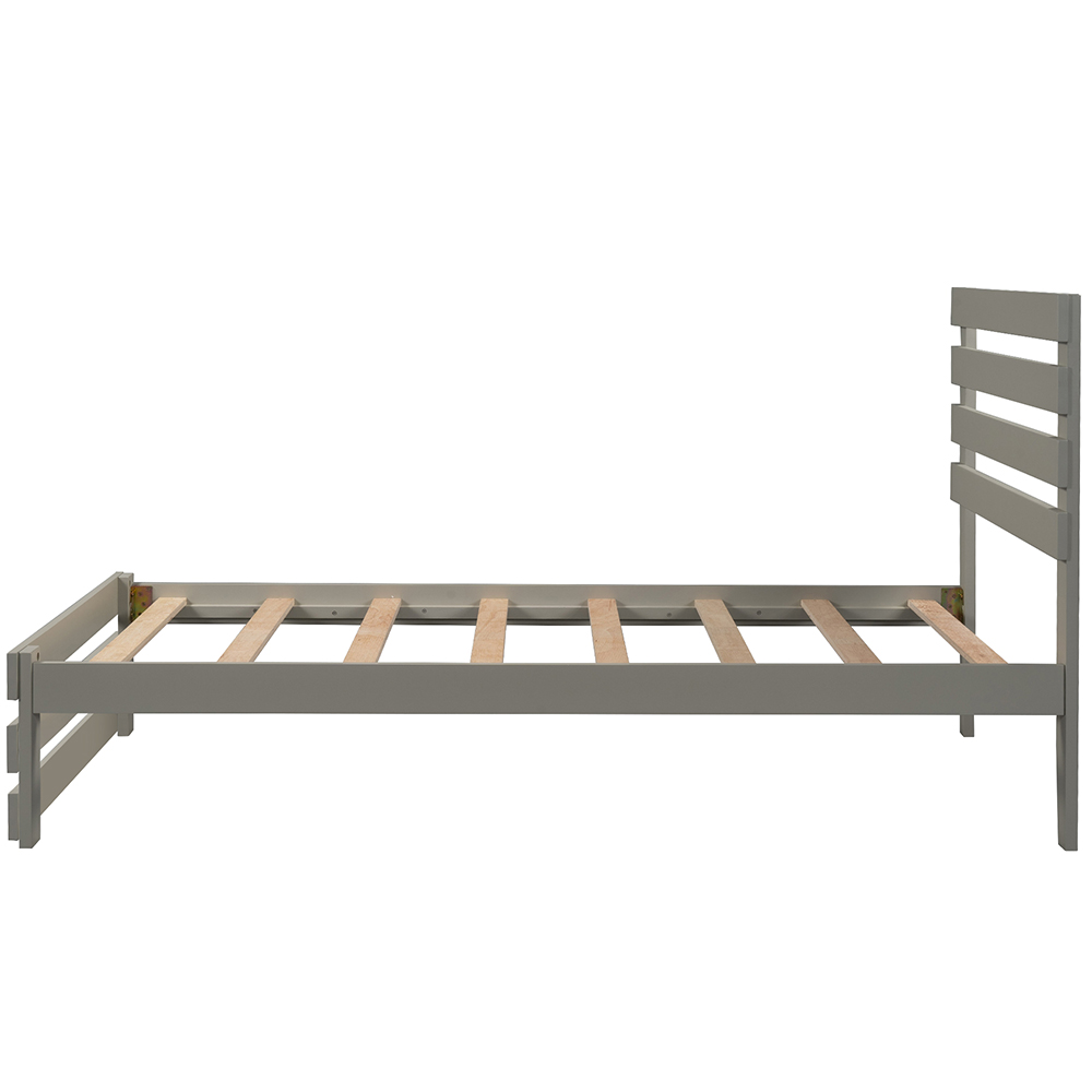 Twin-Size Platform Bed Frame with Headboard and Wooden Slats Support, No Box Spring Needed (Only Frame) - Gray