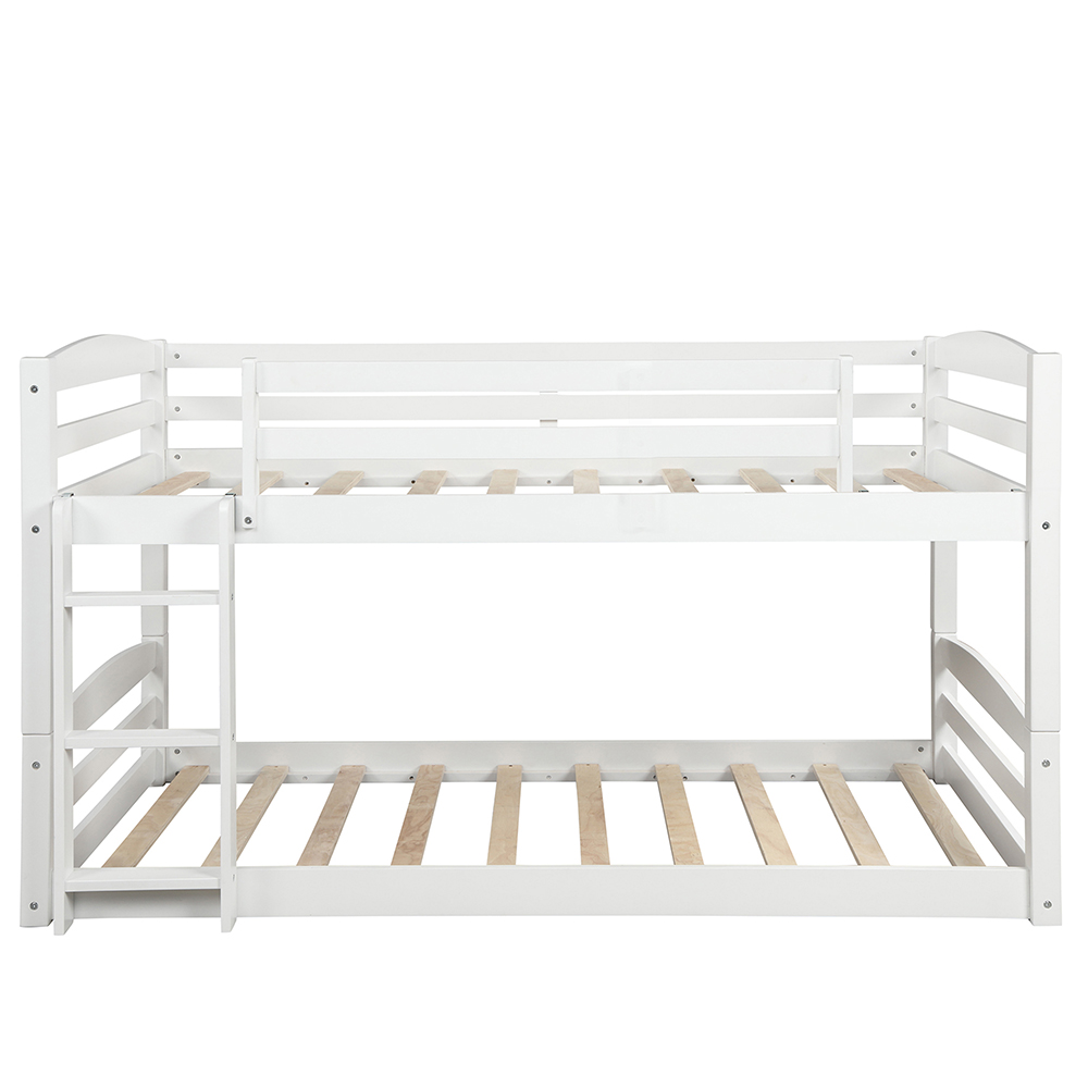 Twin-Over-Twin Size Separable Bunk Bed Frame with Ladder, and Wooden Slats Support, No Spring Box Required (Frame Only) - White