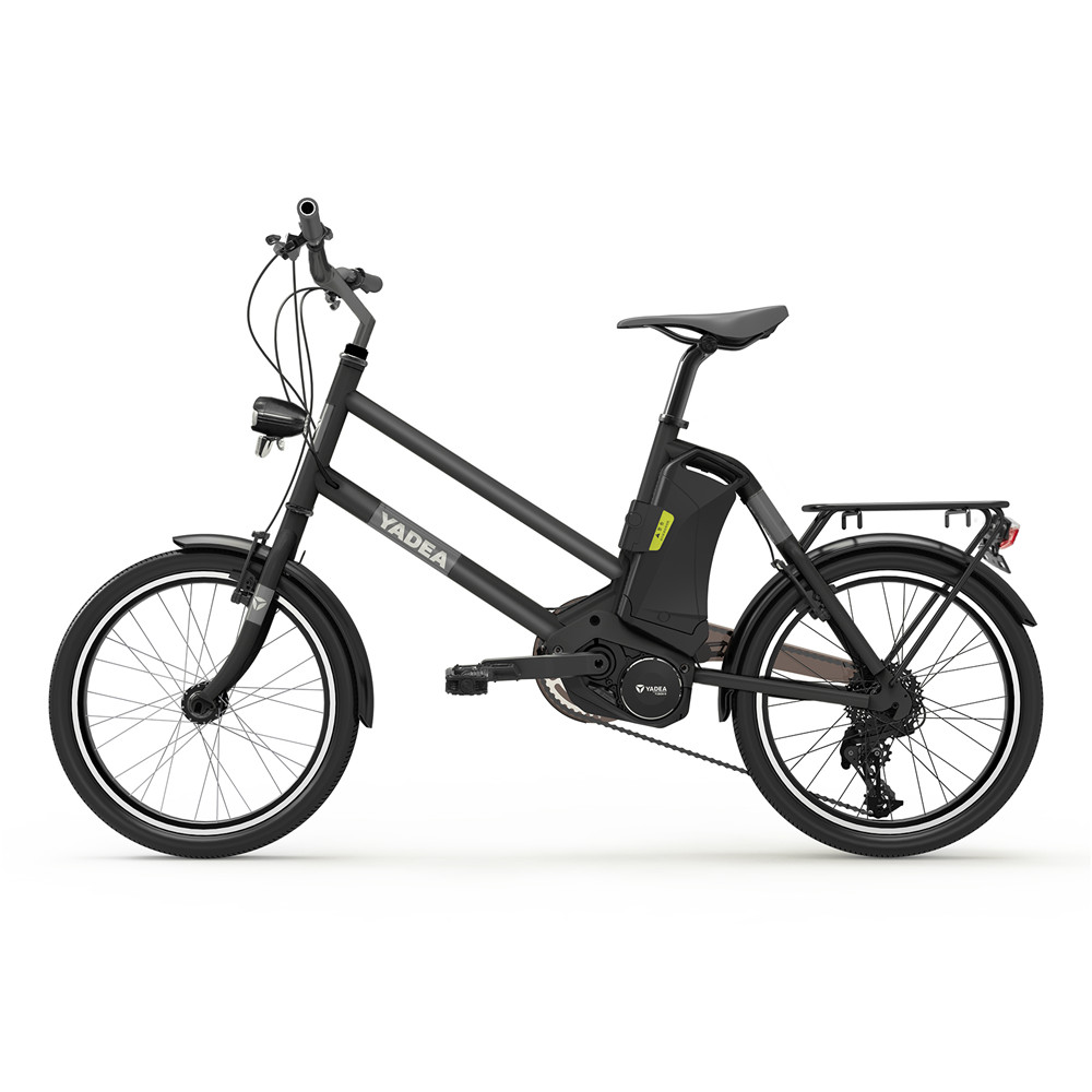 YADEA T300 20 inch Touring Electric City Bike 350W OKAWA Mid Drive Motor SHIMANO 7-Speed Rear Derailleur 36V 7.8Ah Removable Battery 25km/h Max speed up to 60km Max Range LED Headlight - Black