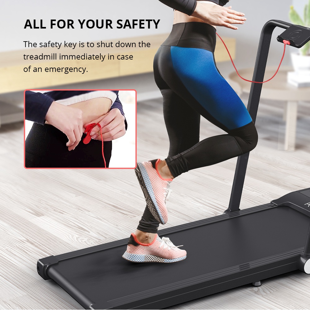 ACGAM B1-402 Portable Treadmill Smart Walking Machine 2 in 1 Jogging and Running Outdoor Indoor Fitness Training Gym Equipment Installation-Free with Wheels,Remote Control for Home, Office - Black