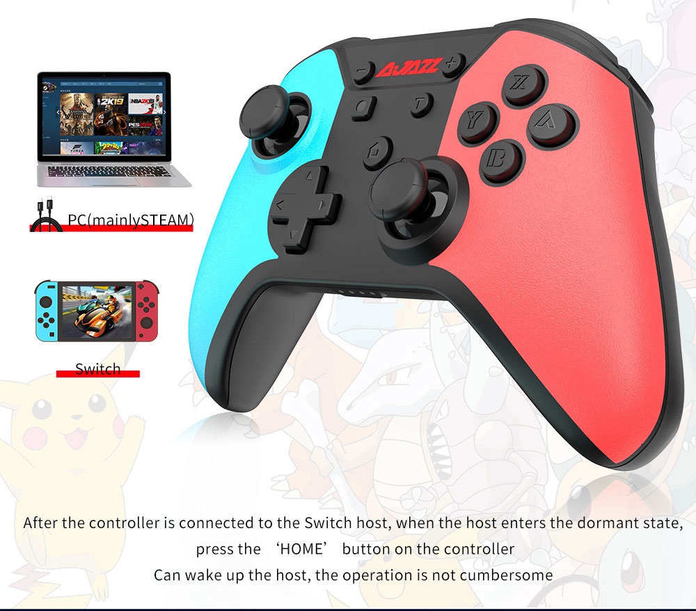 Ajazz AG180 Wireless Gampad Compatible with PC Switch Pro/Switch - Red Gray