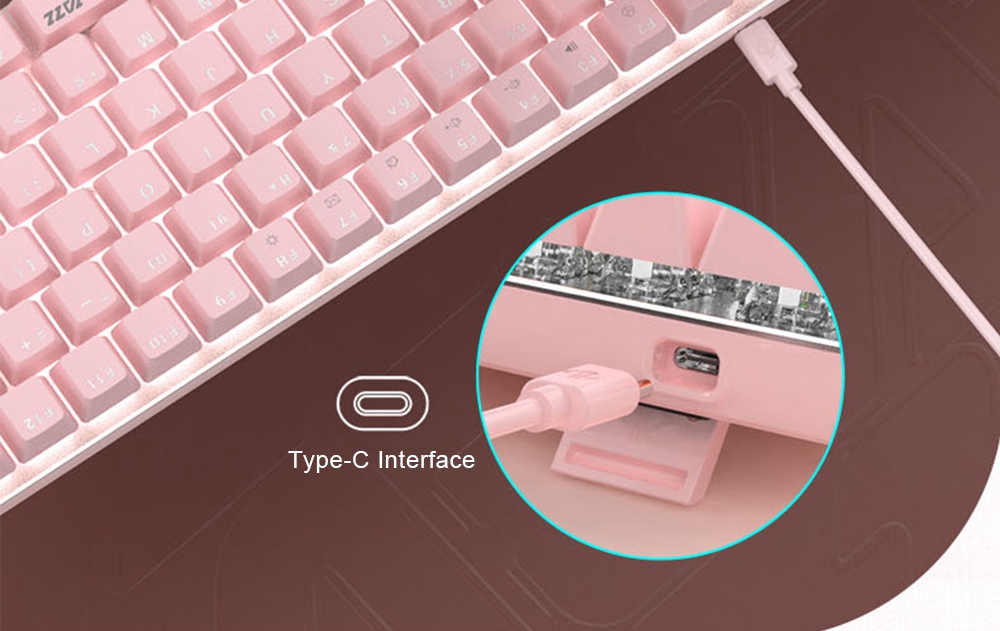 Ajazz AK33 82keys Anti-ghosting Ergonomic Mechanical Keyboard Durable White Backlight Red Switch - Pink