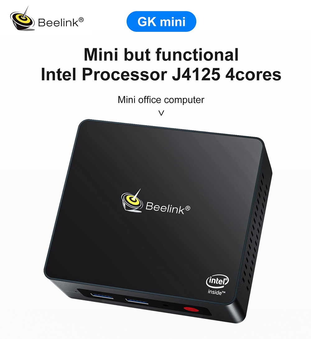Beelink GK MINI Windows10 Mini PC Gemini Lake-R J4125 Dört Çekirdekli 8GB RAM 256GB SSD 2.4G+5G WIFI HDMI*2 RJ45