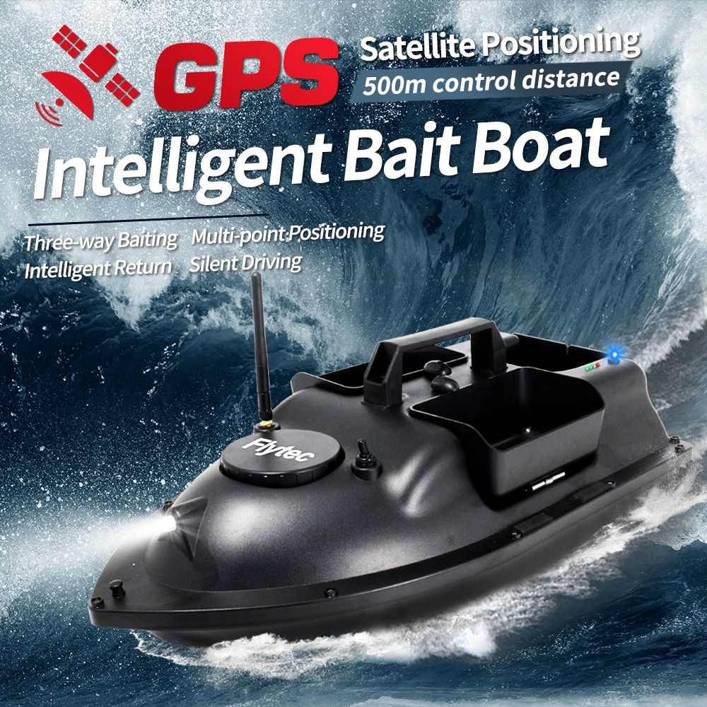 Flytec V010 GPS Fishing Bait Boat 500m Remote Distance 2KG Loading 3-way Baiting Tanks Automatic Return