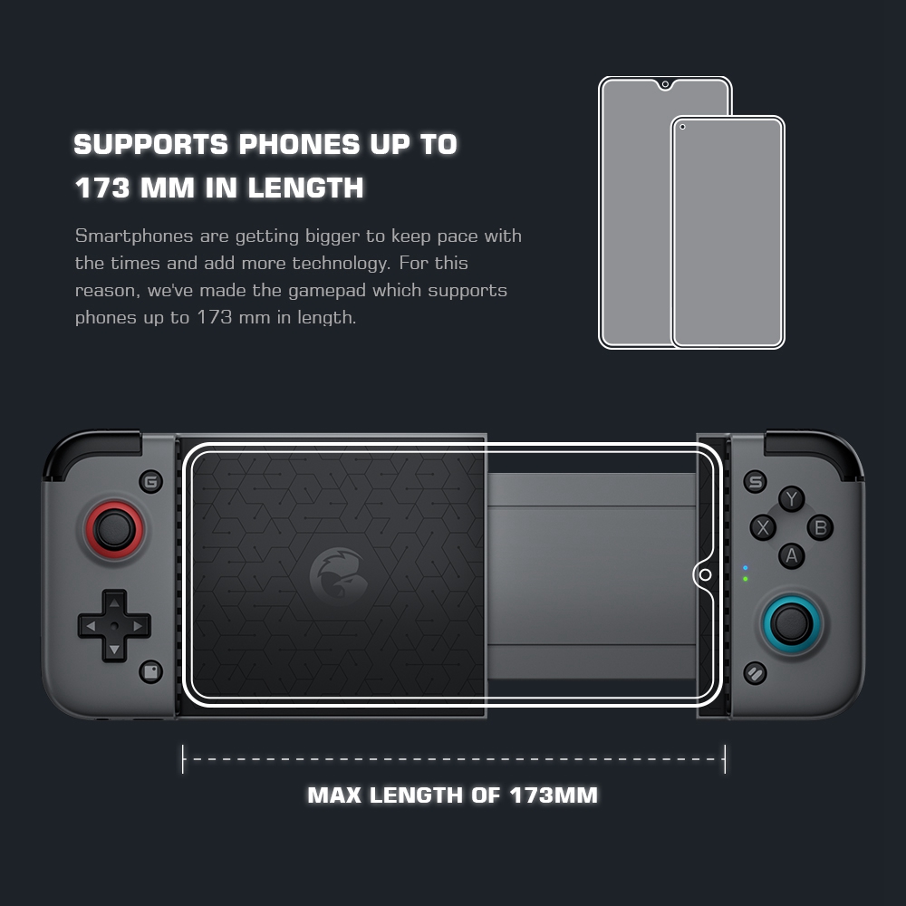 GameSir X2 בקר משחקי Bluetooth עבור אנדרואיד iOS משחקי ענן נשלפים מקסימום 173 מ"מ