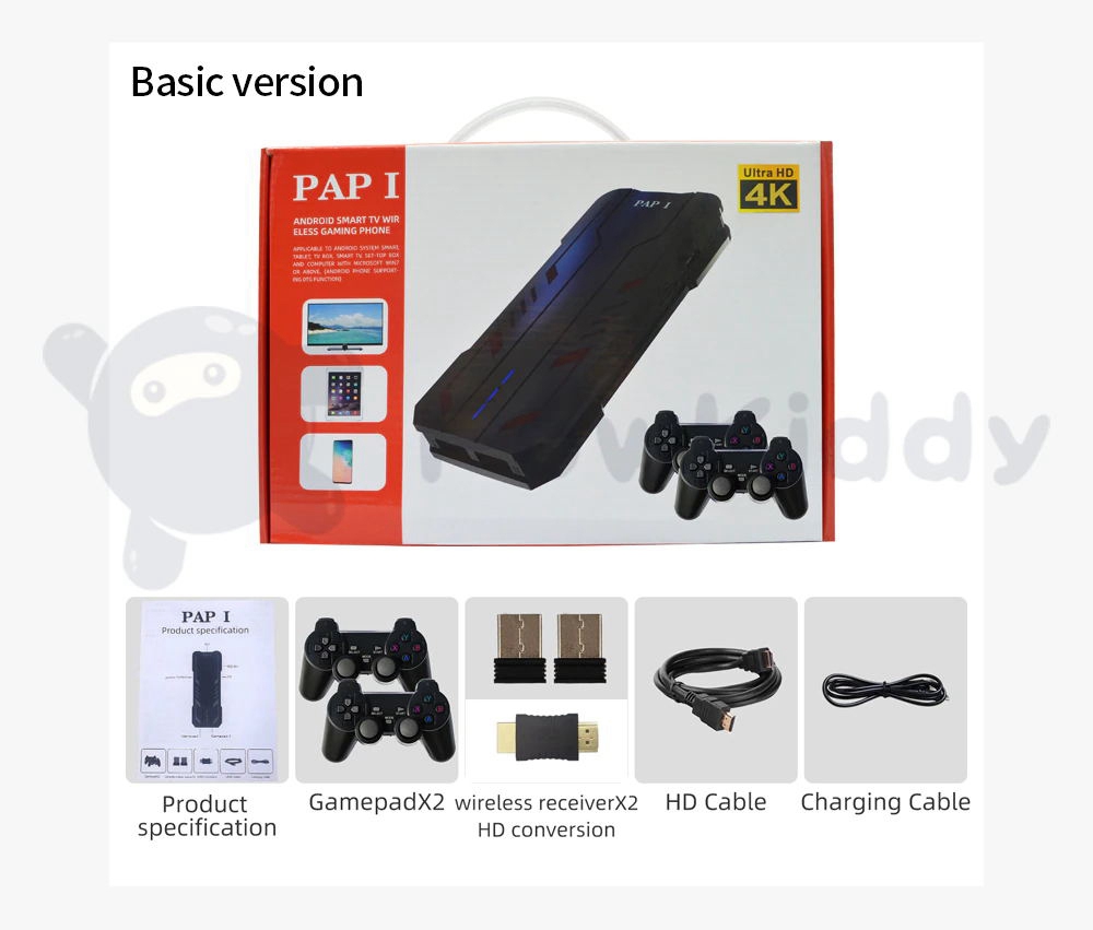 Powkiddy PAP1 32Bit Retro Game Console مع جهازي تحكم PS2 CPS1 CPS1 NeoGeo GBA SFC MD FC GB GBC SMS GG