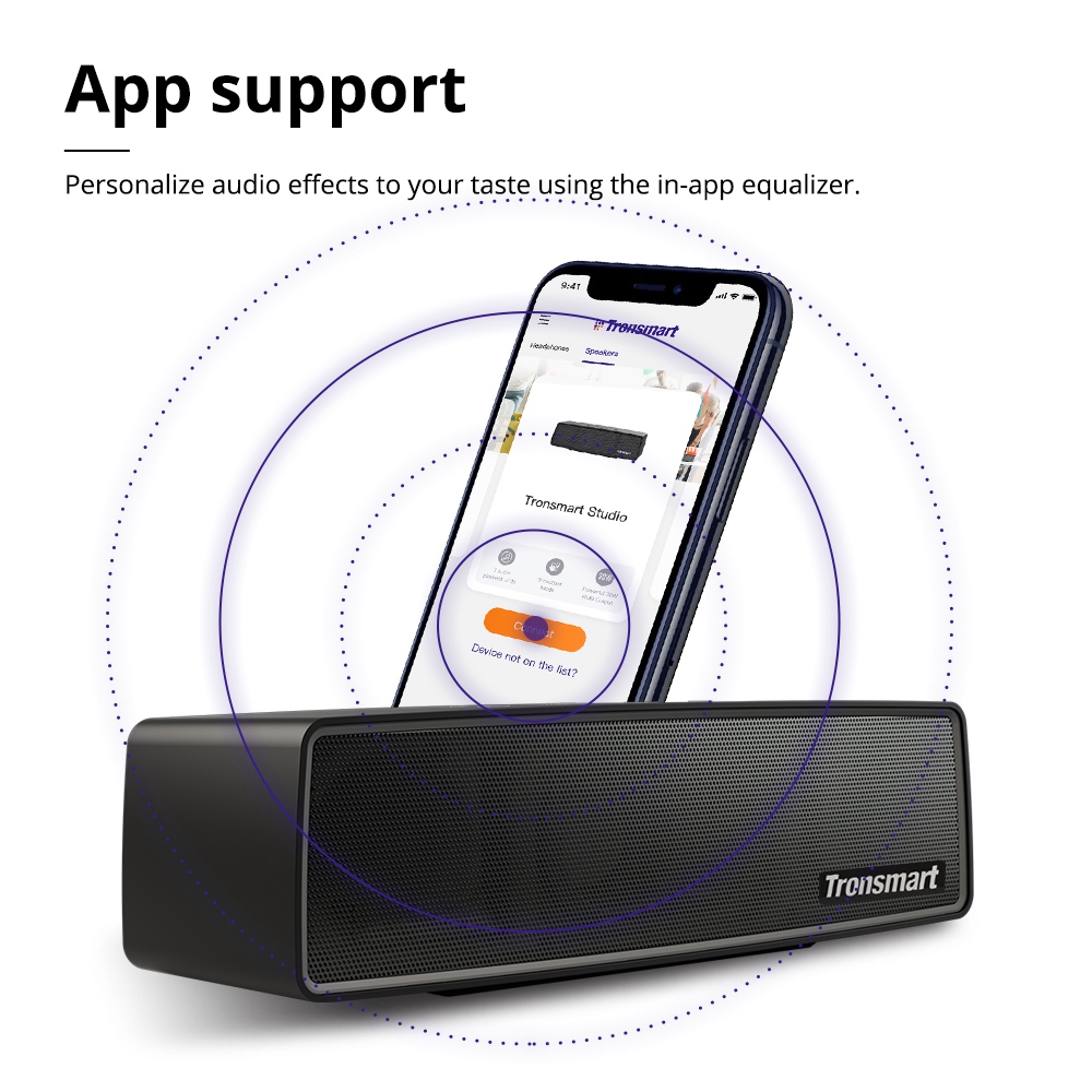 Tronsmart Studio 30W Smart Bluetooth Speaker, SoundPulse Technology, APP Control, Dynamic 2.1 Sound, Tune Conn Link até 100 alto-falantes, 15 horas de reprodução, Tipo C, Voice Assistant, IPX4