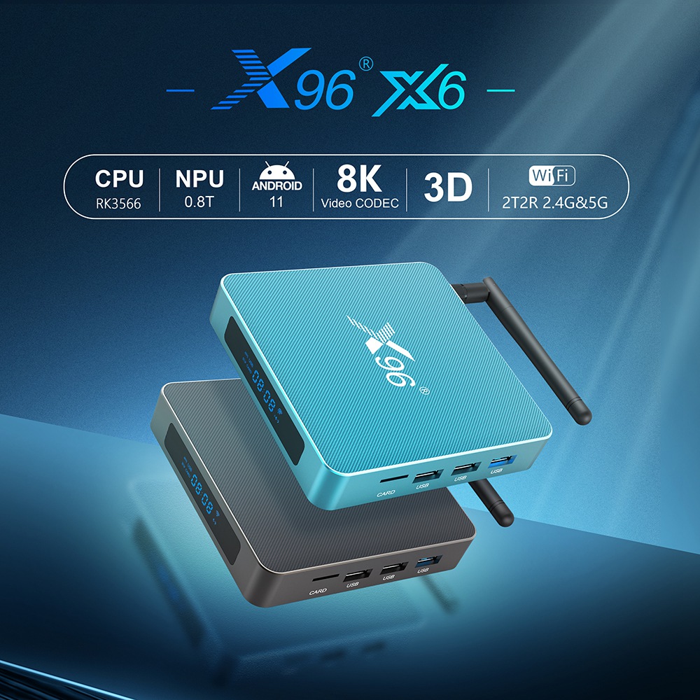 X96 X6 Android 11 TV BOX RK3566 Quad Core 8GB RAM 64GB ROM 2.4G+5G WIFI Gigabit LAN 4K HDR