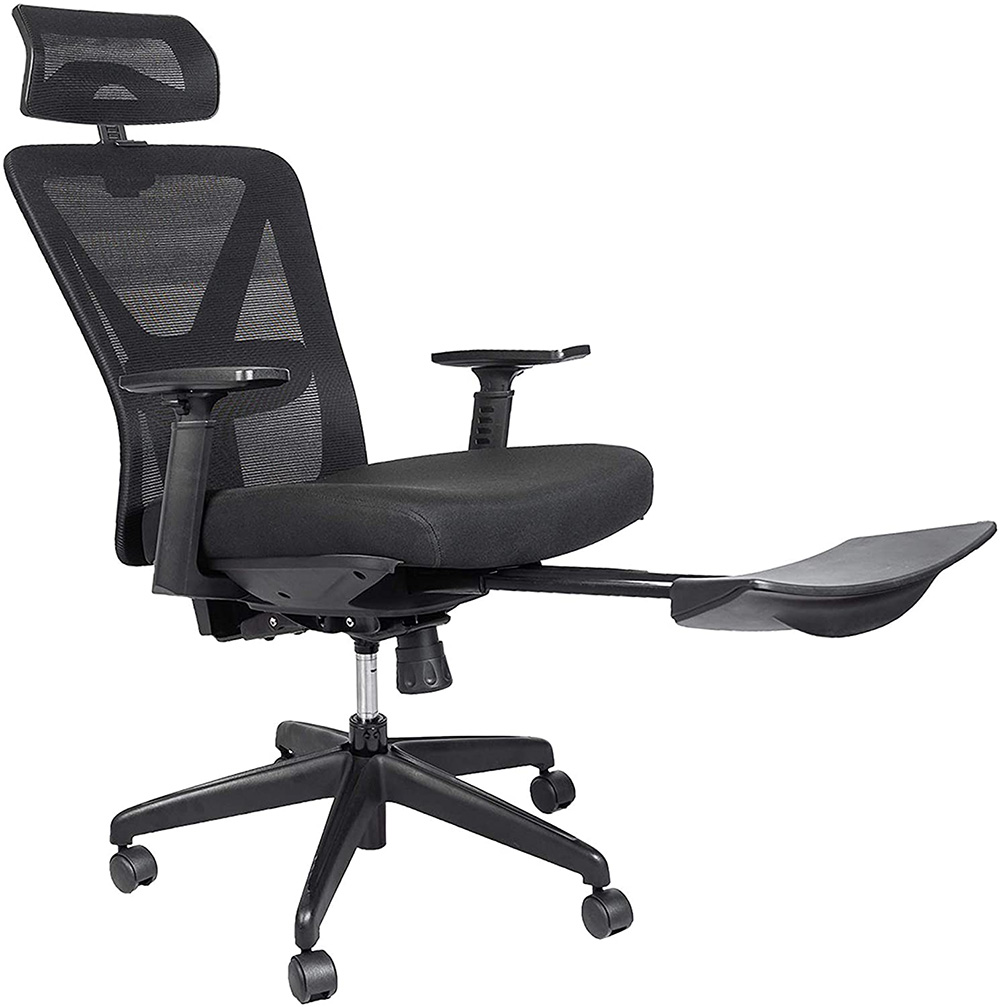 Home Office Rotatable Mesh Office Chair Height Adjustable with Ergonomic High Backrest and Casters - Black