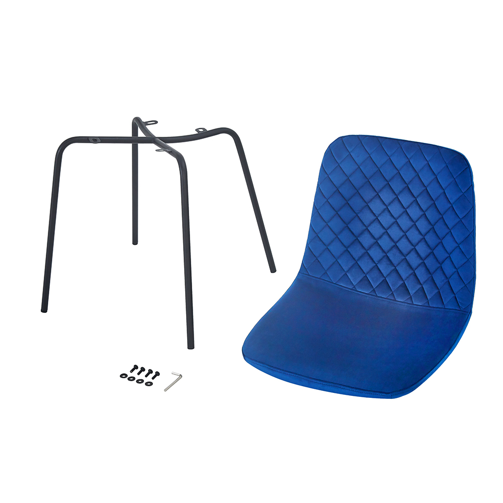 Modern Minimalist Style Velvet Dining Chair Set of 4, for Restaurant, Cafe, Tavern, Office, Living Room - Blue