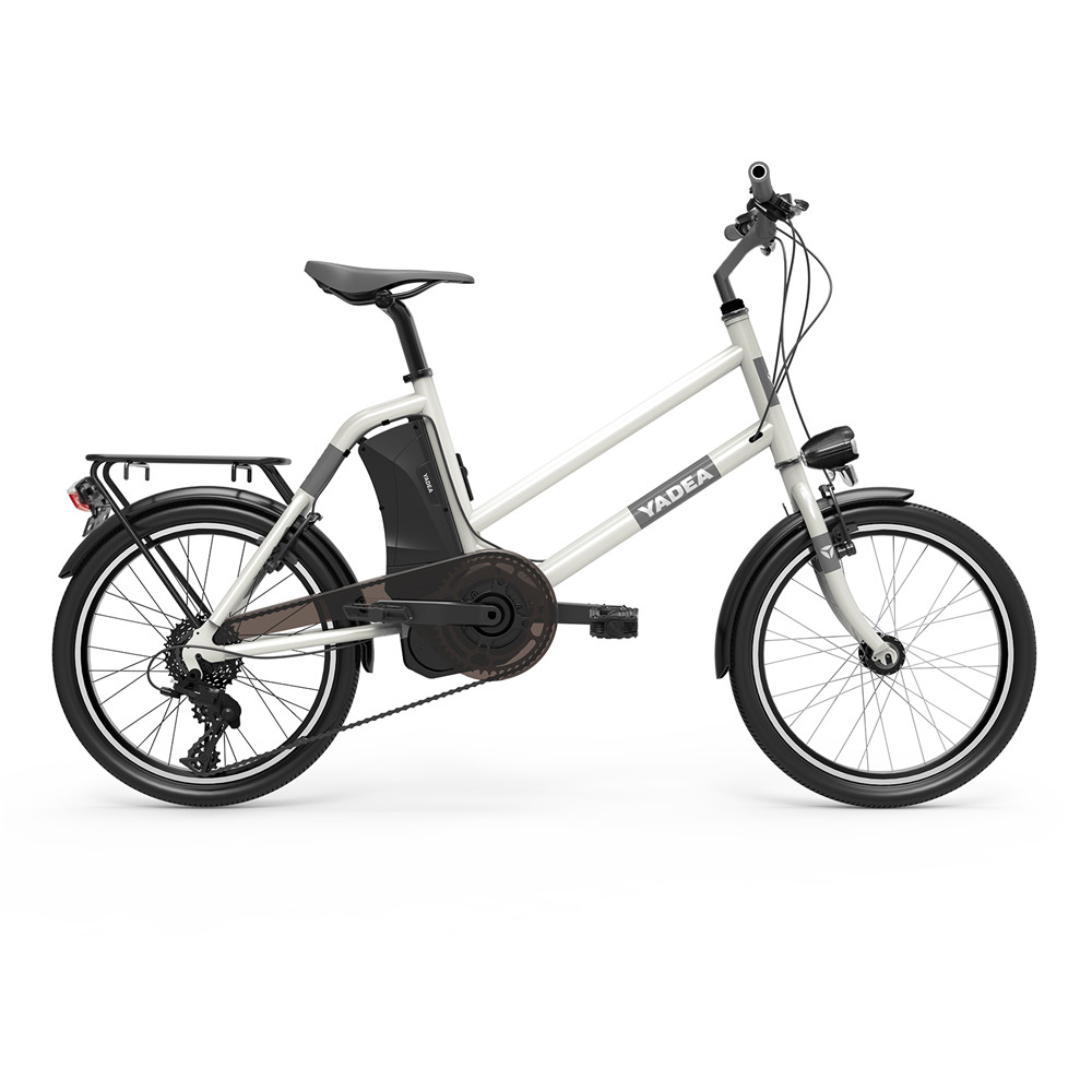 YADEA YT300 20 inch Touring Electric City Bike 350W OKAWA Mid Drive Motor SHIMANO 7-Speed Rear Derailleur 36V 7.8Ah Removable Battery 25km/h Max speed up to 60km Max Range LED Headlight - White