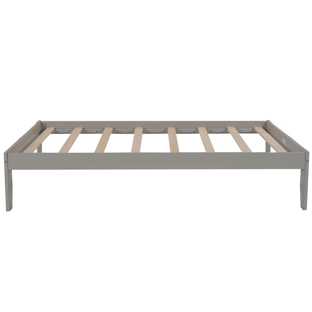 Twin-Size Platform Bed Frame with Wooden Slats Support, No Box Spring Needed (Only Frame) - Gray