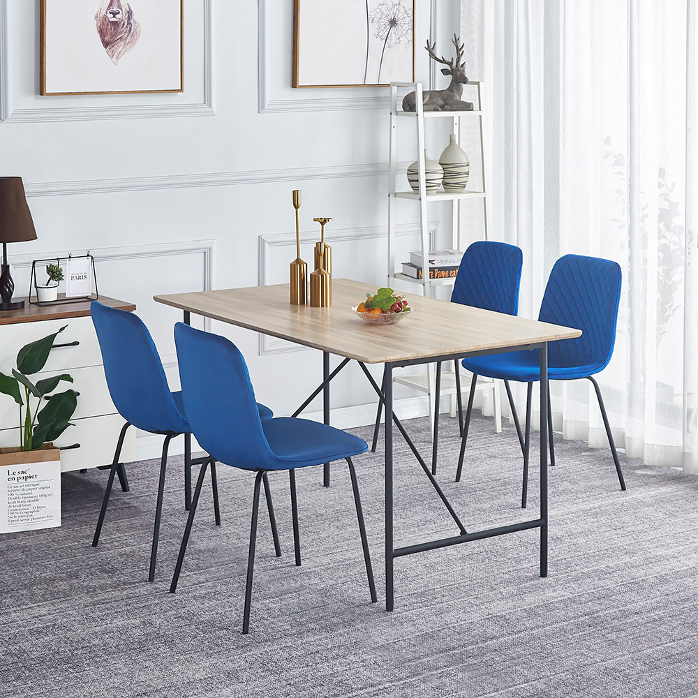 Modern Minimalist Style Velvet Dining Chair Set of 4, for Restaurant, Cafe, Tavern, Office, Living Room - Blue