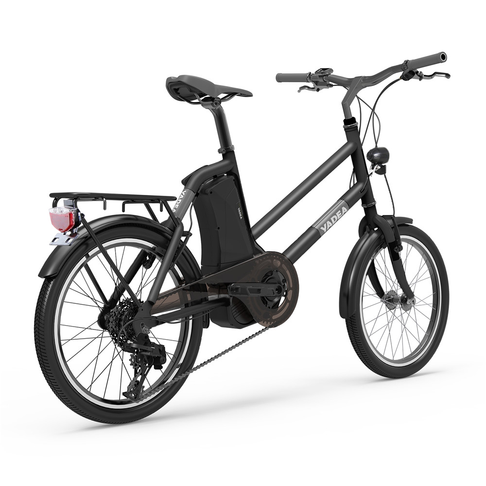 YADEA T300 20 inch Touring Electric City Bike 350W OKAWA Mid Drive Motor SHIMANO 7-Speed Rear Derailleur 36V 7.8Ah Removable Battery 25km/h Max speed up to 60km Max Range LED Headlight - Black