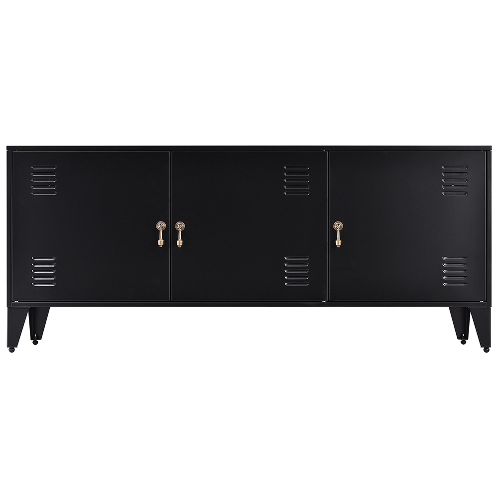 47" Metal TV Stand with 3 Doors, and Storage Shelves, Suitable for Placing TVs up to 55", for Living Room, Entertainment Center - Black
