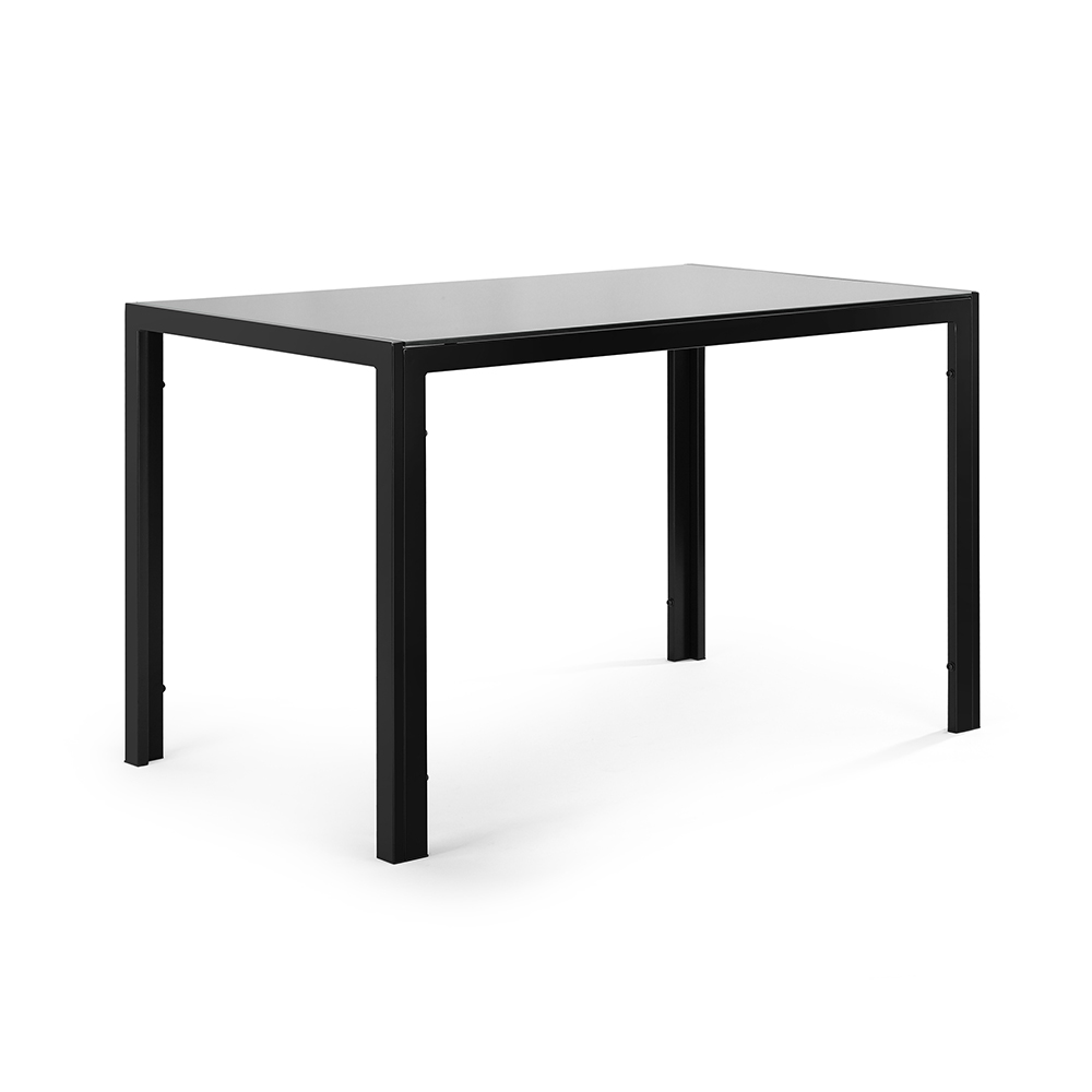 47" Tempered Glass Rectangular Table with Metal Frame, for Dining Room, Living Room, Bedroom, Restaurant - Black