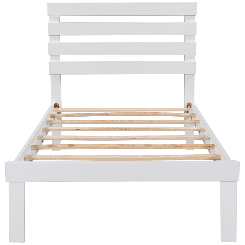 Twin-Size Platform Bed Frame with Headboard and Wooden Slats Support, No Box Spring Needed (Only Frame) - White