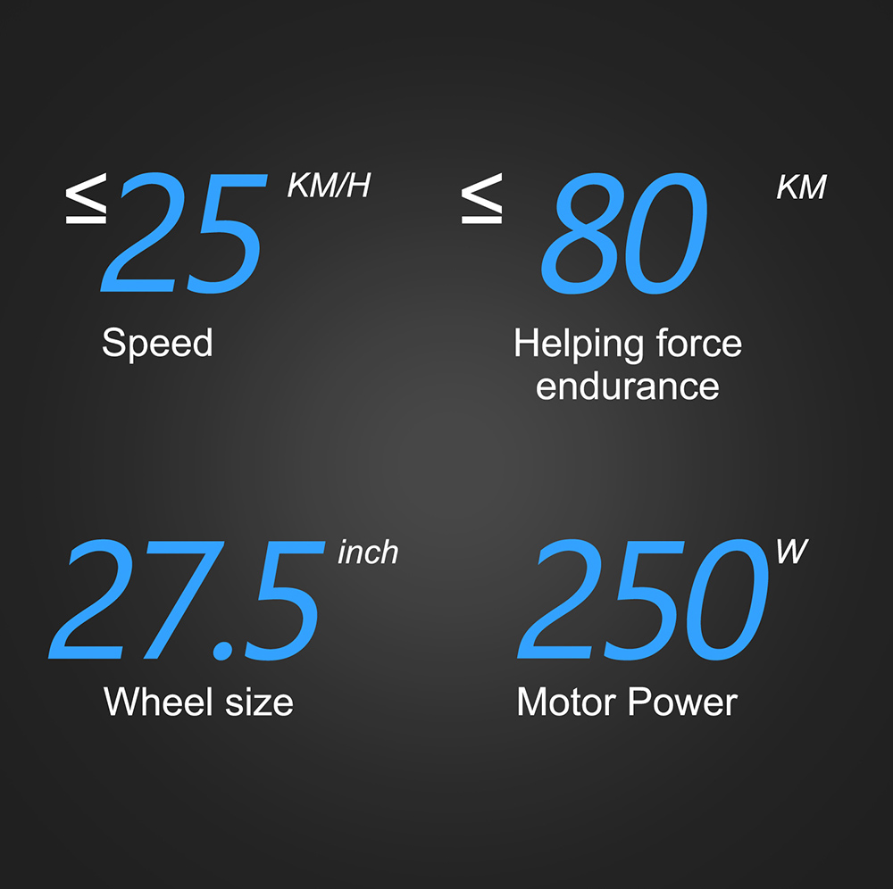 Vélo électrique BEZIOR M1 48V 12.5Ah Batterie 250W Moteur Brushless Pneu 27.5 pouces Cadre en alliage d'aluminium Shimano 7 vitesses Vitesse maximale 25km / h 80KM Kilométrage assisté Compteur LCD intelligent 5 pouces IP54 Étanche - Noir Bleu