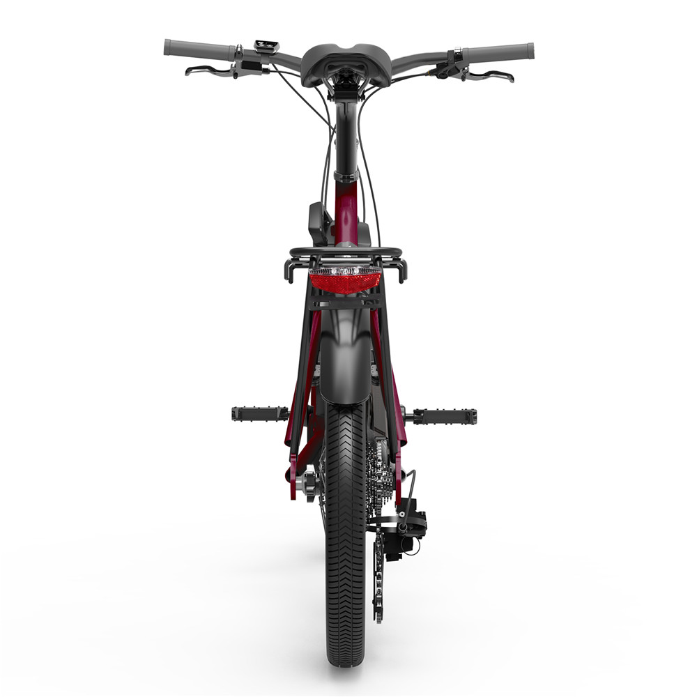 YADEA YT300 20 inch Touring Electric City Bike 350W OKAWA Mid Drive Motor SHIMANO 7-Speed Rear Derailleur 36V 7.8Ah Removable Battery 25km/h Max speed up to 60km Max Range LED Headlight - Red