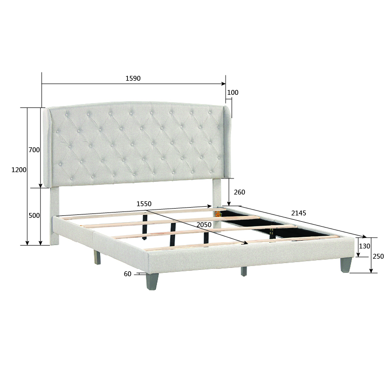 Queen-Size Upholstered Platform Bed Frame with Headboard and Wooden Slats Support, No Box Spring Needed (Only Frame) - Beige