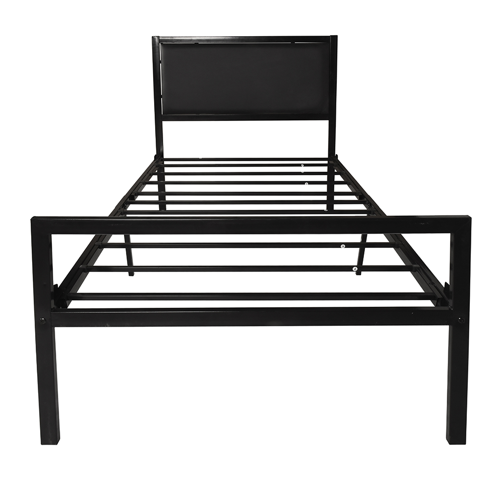 Twin-Size Metal Platform Bed Frame with Headboard and Metal Slats Support, No Box Spring Needed (Only Frame) - Black