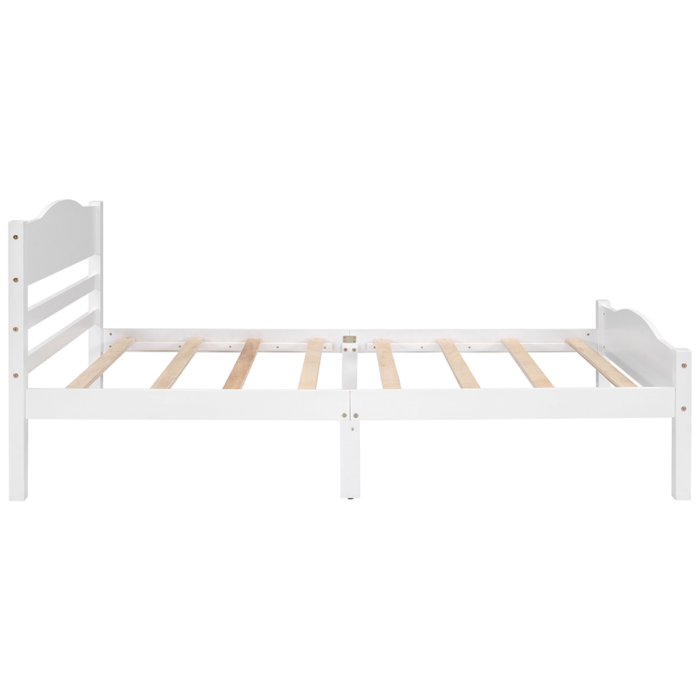 Twin-Size Platform Bed Frame with Horizontal Strip Hollow Shape Headboard, and Wooden Slats Support, No Box Spring Needed (Only Frame) - White