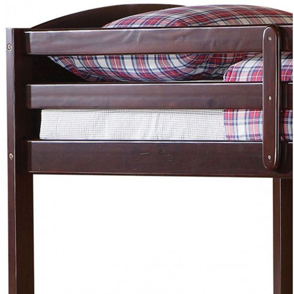 ACME Toshi Twin-Over-Twin Size Bunk Bed Frame with Ladder, and Wooden Slats Support, No Spring Box Required (Frame Only) - Espresso
