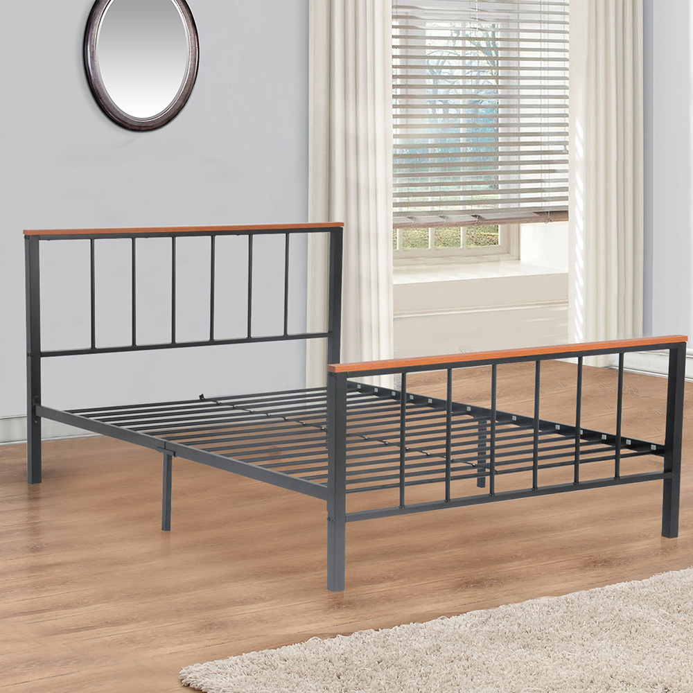 Full-Size Metal Platform Bed Frame with Headboard and Metal Slats Support, No Box Spring Needed (Only Frame) - Black