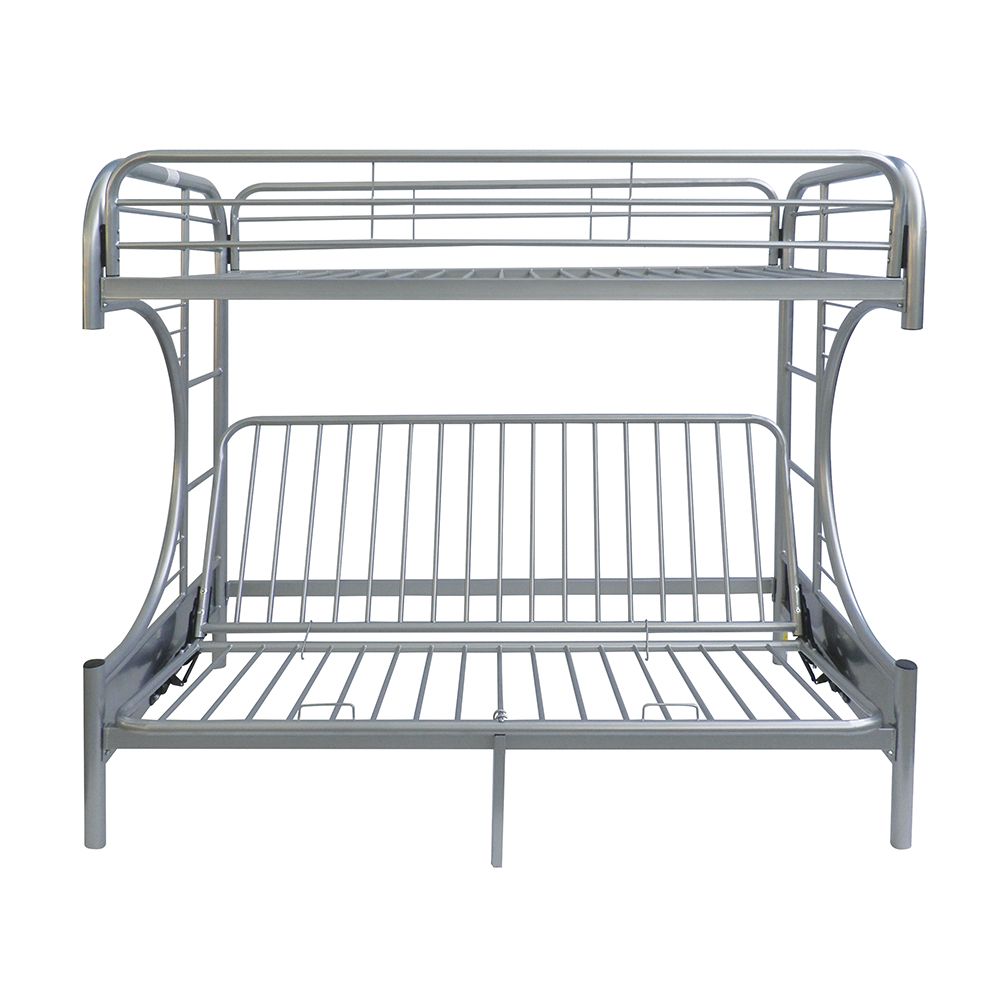 ACME Eclipse Twin-Over-Full Size Bunk Bed Frame With Ladder, And Metal Slats Support, No Spring Box Required (Frame Only) - Silver 4 ACME Eclipse Twin-Over-Full Size Bunk Bed Frame with Ladder, and Metal Slats Support, No Spring Box Required (Frame Only) - Silver