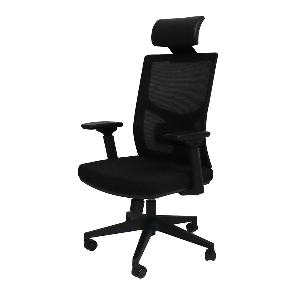 Home Office Fabric Rotatable Office Chair Height Adjustable with Ergonomic High Backrest and Casters - Black