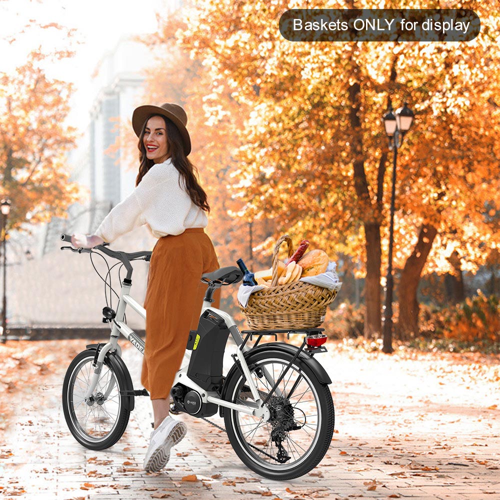 YADEA YT300 20 inch Touring Electric City Bike 350W OKAWA Mid Drive Motor SHIMANO 7-Speed Rear Derailleur 36V 7.8Ah Removable Battery 25km/h Max speed up to 60km Max Range LED Headlight - White
