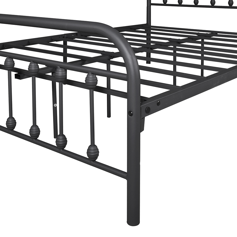 Full-Size Metal Platform Bed Frame with Headboard and Steel Slats Support, No Box Spring Needed (Only Frame) - Black