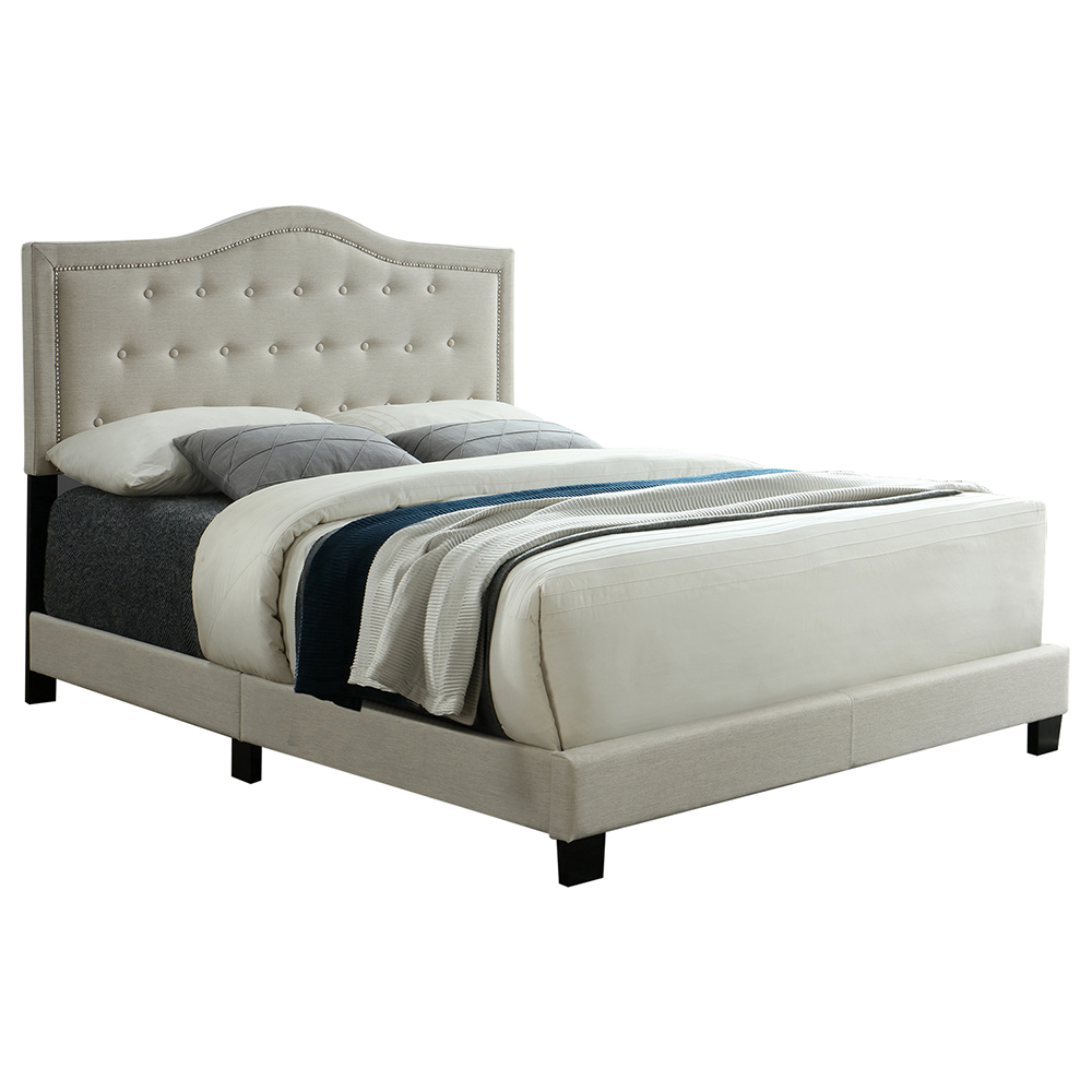 Queen-Size Upholstered Platform Bed Frame with Tufted Headboard and Wooden  Slats Support, Box Spring Needed (Only Frame) - Beige