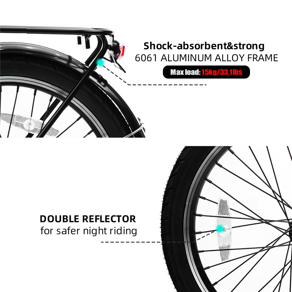 YADEA YT300 20 inch Touring Electric City Bike 350W OKAWA Mid Drive Motor SHIMANO 7-Speed Rear Derailleur 36V 7.8Ah Removable Battery 25km/h Max speed up to 60km Max Range LED Headlight - White