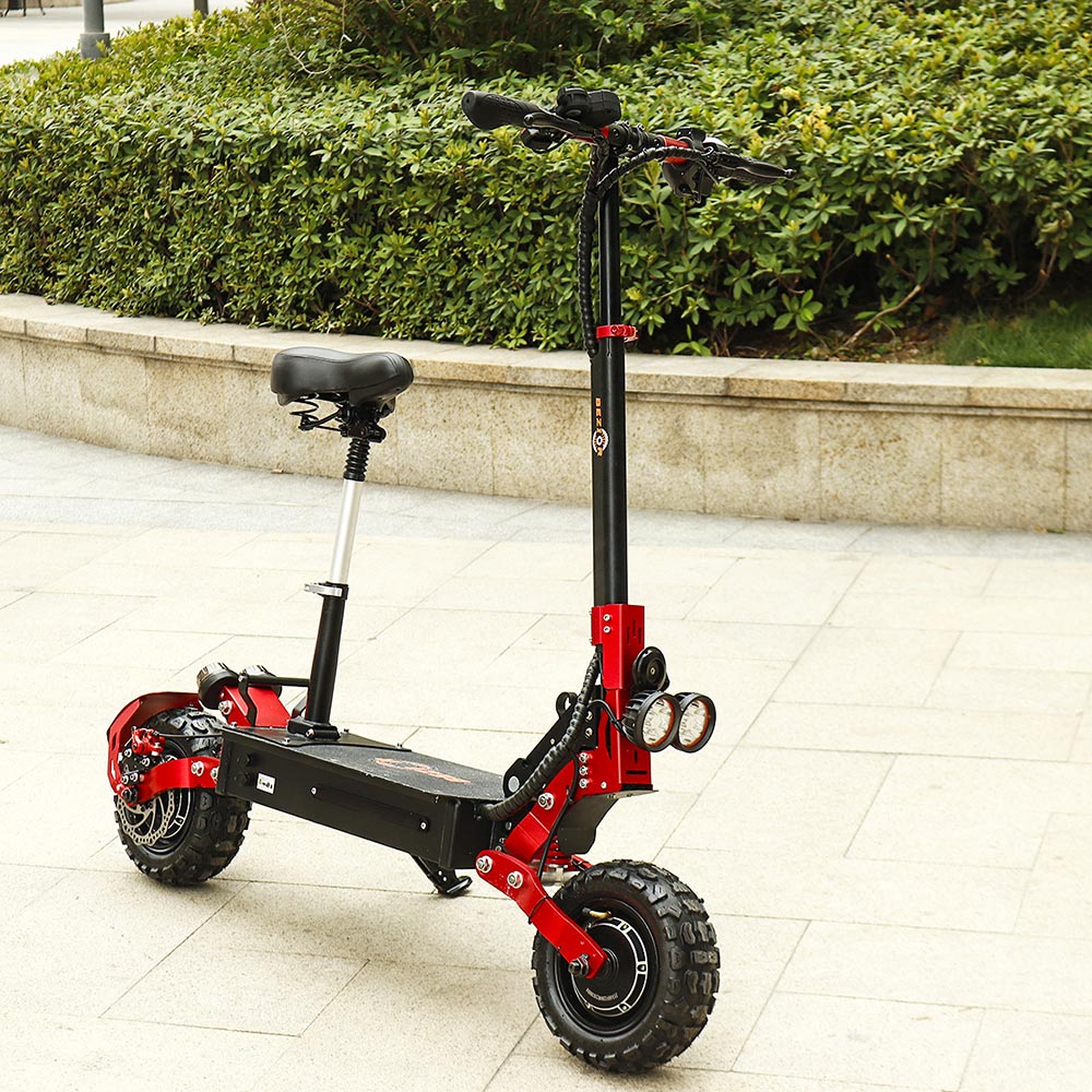 Bezior S2 Folding Electric Scooter 2400W Dual Motor LCD Display Max 65Km/h 11 Inch Off-Road Tire Dual Shock Mitigation Dual Disk Brake LED Light - Red