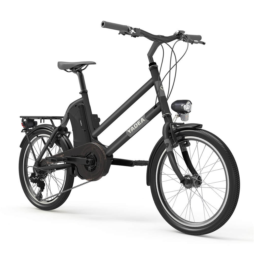YADEA T300 20 inch Touring Electric City Bike 350W OKAWA Mid Drive Motor SHIMANO 7-Speed Rear Derailleur 36V 7.8Ah Removable Battery 25km/h Max speed up to 60km Max Range LED Headlight - Black
