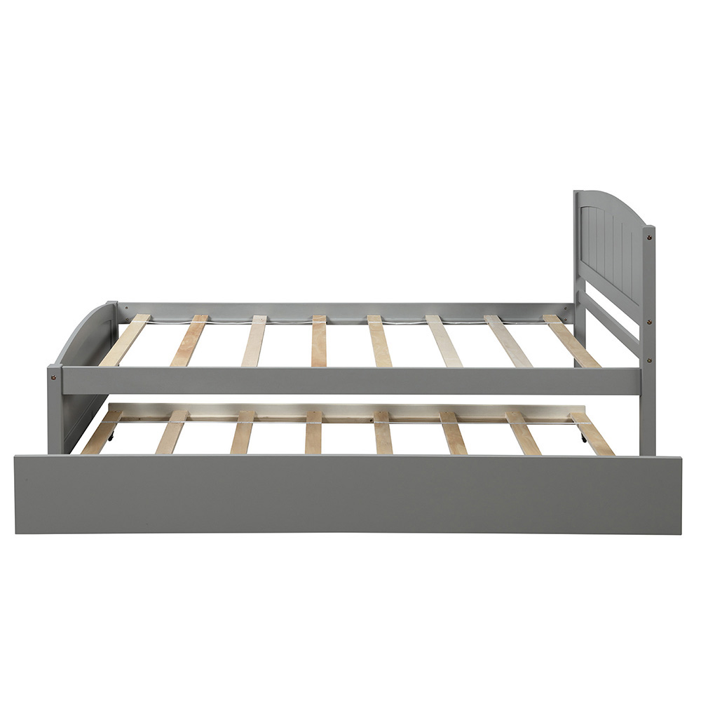 TwinSize Platform Bed Frame with Trundle Bed Gray United States