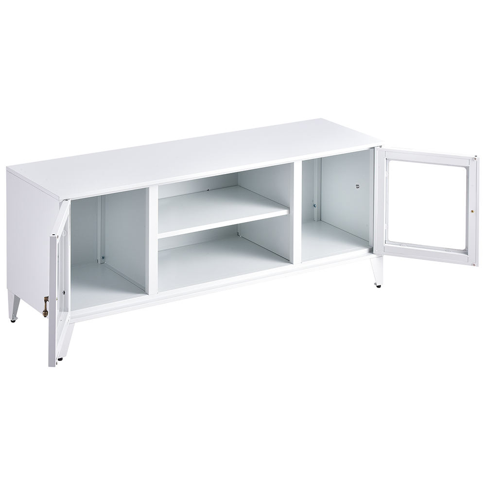 47" Metal TV Stand with 2 Doors and Storage Shelves, Suitable for Placing TVs up to 55", for Living Room, Entertainment Center - White