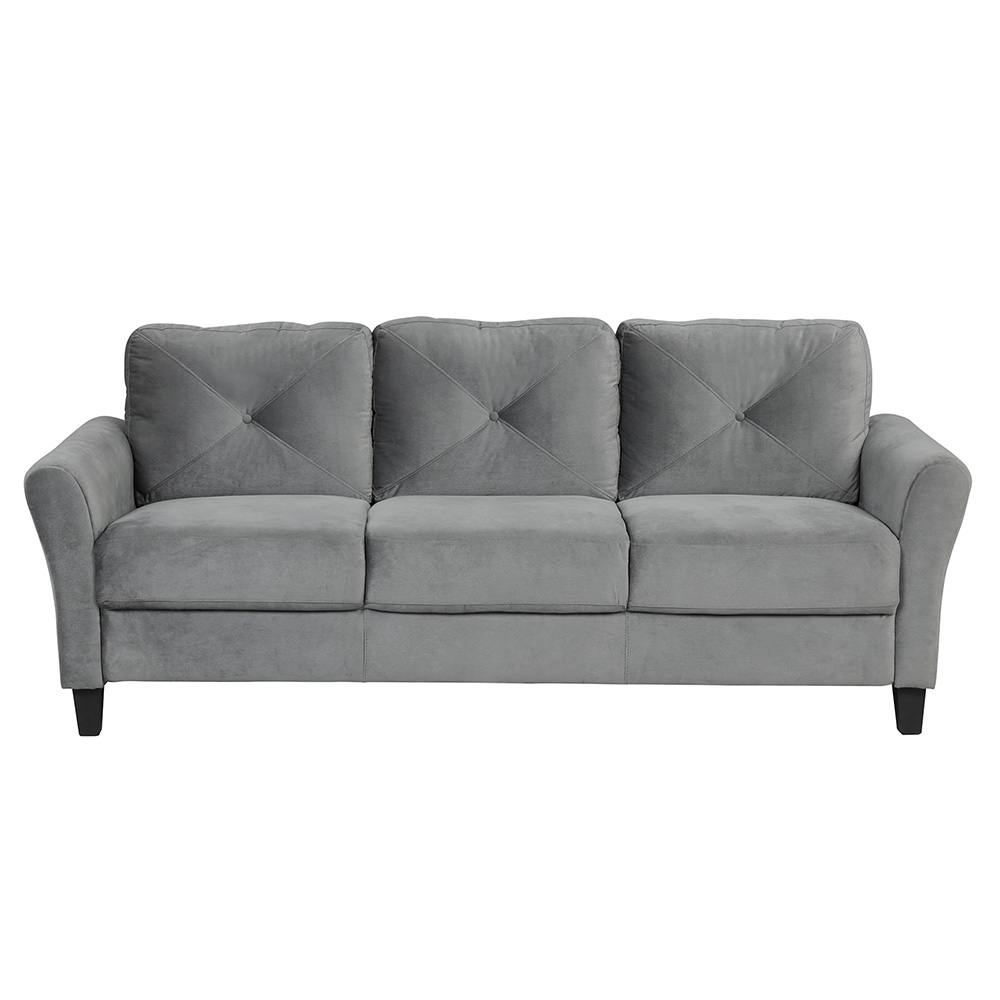 80.3" 3-Seat Fabric Upholstered Sofa with Wooden Frame, for Living Room, Bedroom, Office, Apartment - Gray