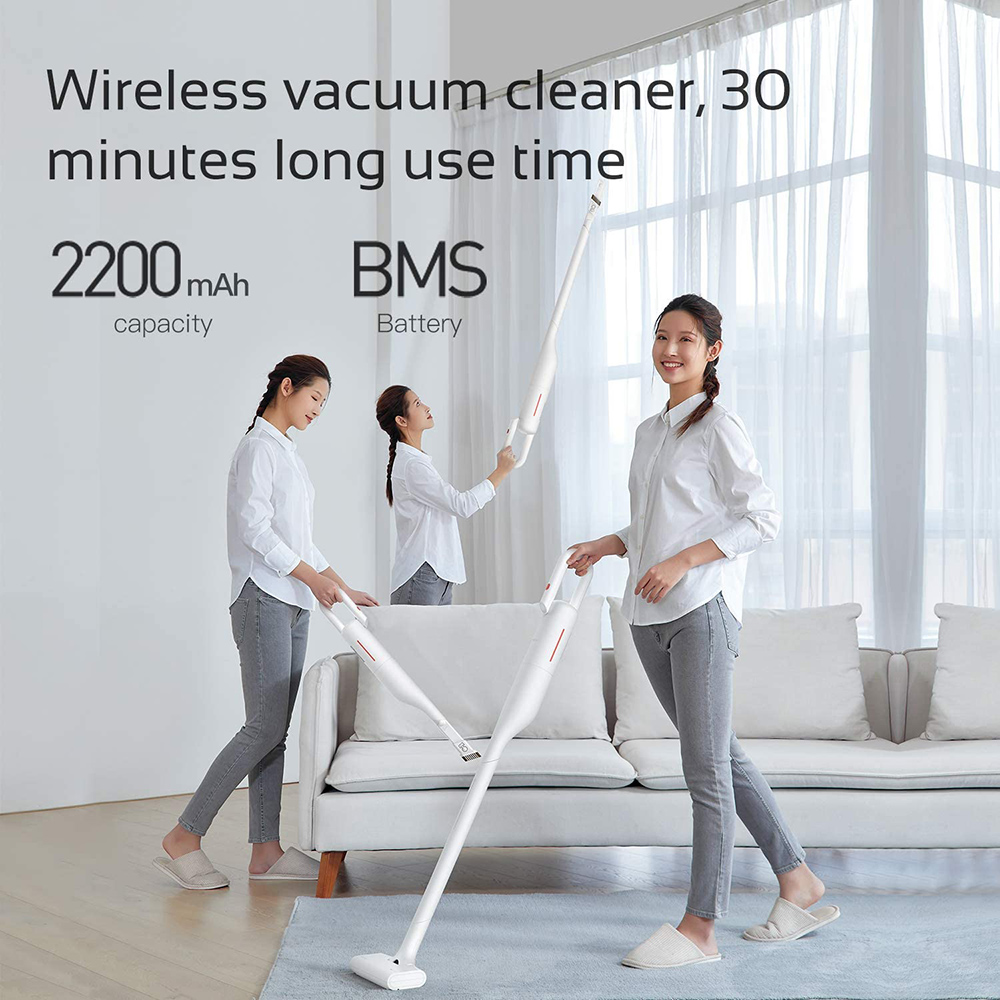 DEERMA Handheld Cordless Vacuum Cleaner 8.5kPa Suction 2 Modes Type-C Charging for Cleaning Hard Floor, Carpet, Stair, Windowsill, Sofa, Bed, Desk, Curtain - White