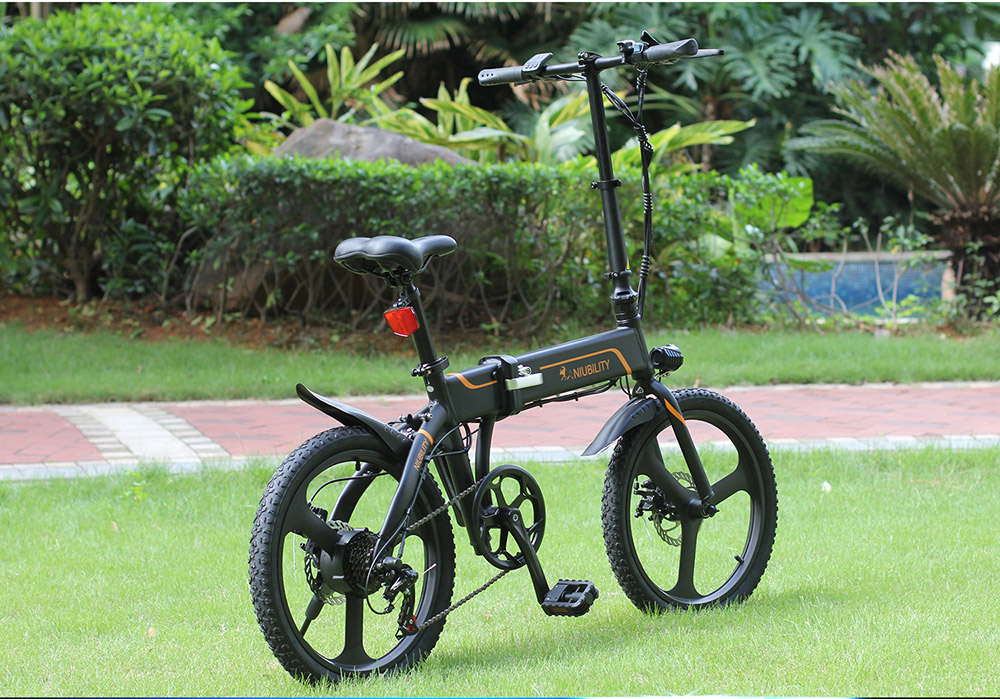 NIUBILITY B20 Electric Moped Folding Bike 20 inch 42V 10.4Ah Battery 40km -50km Mileage 350W Motor Max 25km/h  Double Disc Brake Variable Speed System SHIMANO 6-Speed rear derailleur LED Light - Black