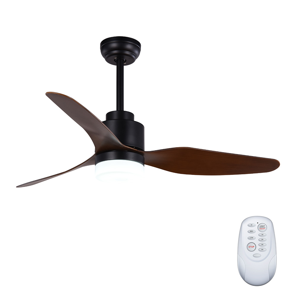 47" Metal Ceiling Fan Lamp with 3 ABS  Blades, and Remote Control, for Living Room, Bedroom, Corridor, Dining Room - Black