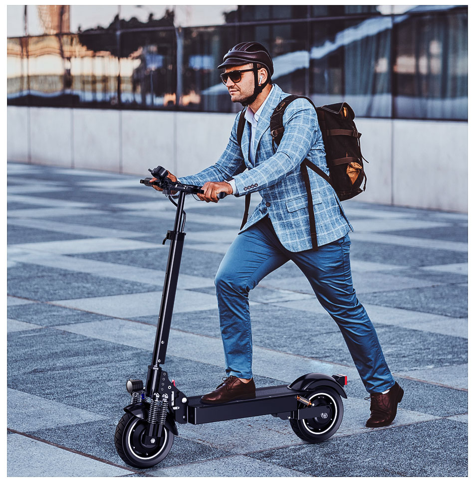 JANOBIKE T10 Folding Off-Road Electric Scooter 10 inch 23Ah Battery 1000W * 2 Motor 10 Inch Wheels Aluminum Alloy Body Max Speed 70km/h up to 80KM Range Hydraulic brake - Black