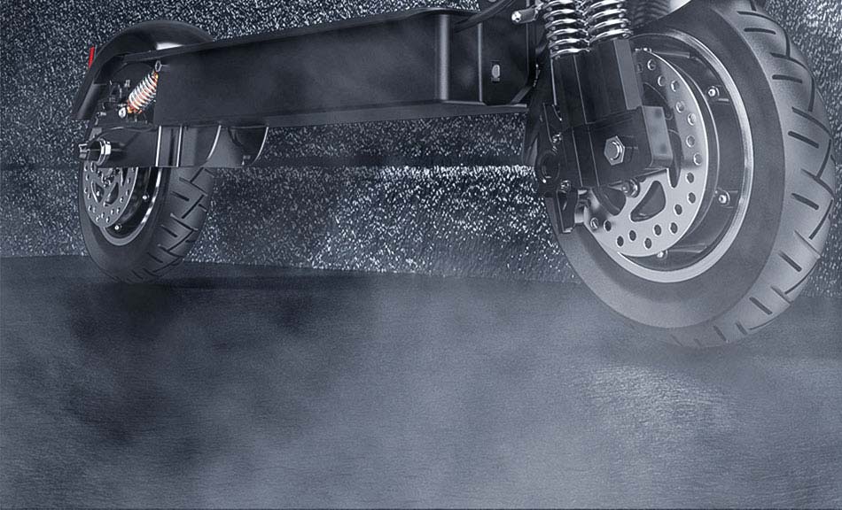 JANOBIKE T10 Folding Off-Road Electric Scooter 10 inch 23Ah Battery 1000W * 2 Motor 10 Inch Wheels Aluminum Alloy Body Max Speed 70km/h up to 80KM Range Hydraulic brake - Black