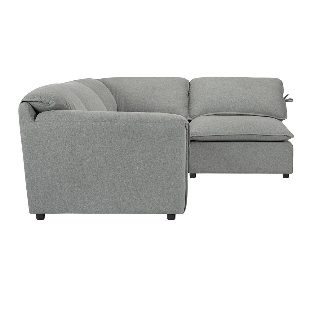 114.18" 4-Seat Polyester Upholstered L-shaped Sectional Sofa with Wooden Frame, and Plastic Legs, for Living Room, Bedroom, Office, Apartment - Gray